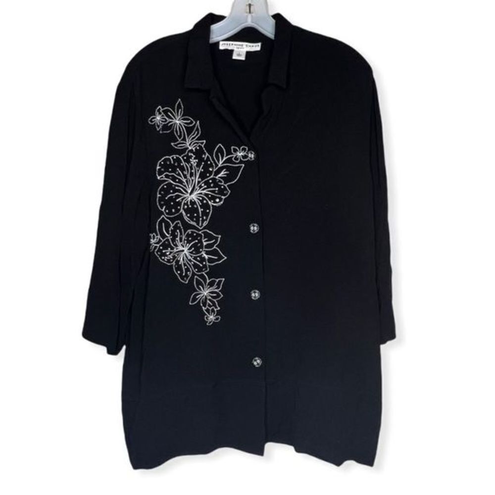 Josephine Chaus Embroidered Black Top